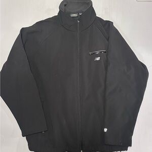 New Balance Men's Performance Black Windbreaker Jacket warm Fleece inside Large